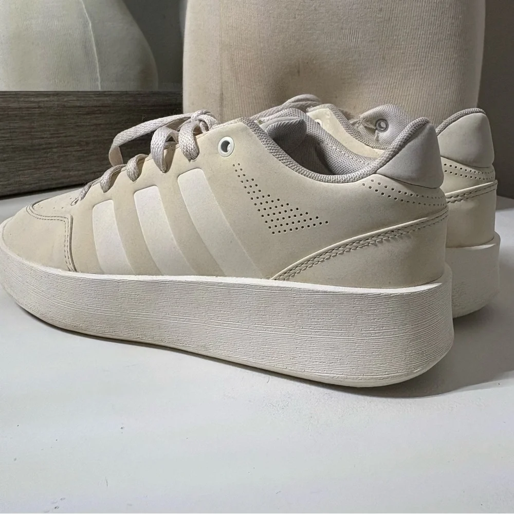 Adidas Cream Platform Sneakers with Suede Finish